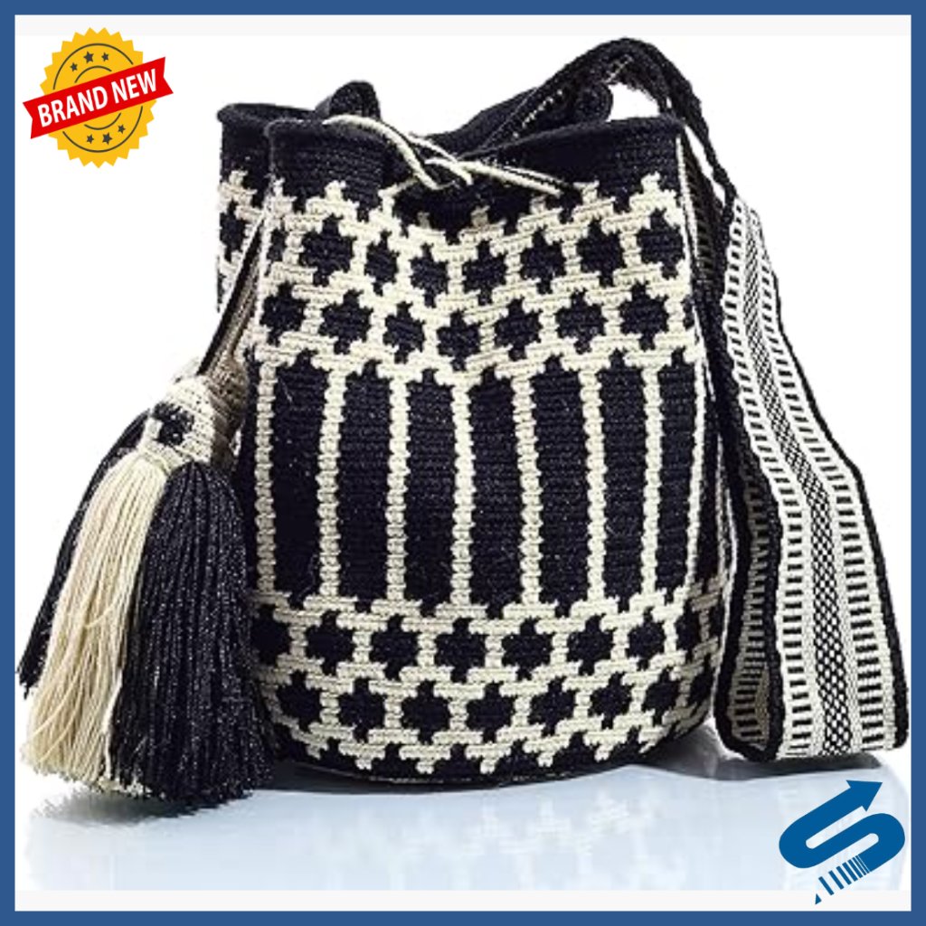 Medium Crochet Hobo Crossbody Bag, Woven Beach Purse With Drawstring